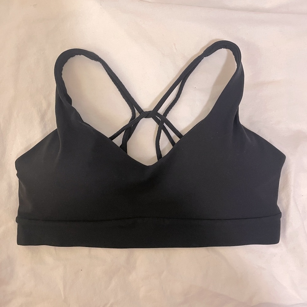 Athleta strappy sports bra size small women black criss cross